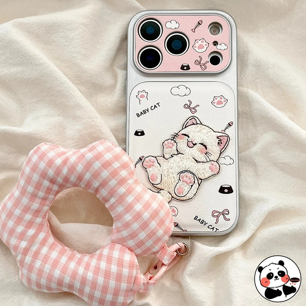 With Lanyard Cat Case For Samsung Galaxy A17 M17 F17 A16 A15 F15 A14 A13 M13 F12 M12 A11 A10S M10S Cartoon Flower Cover