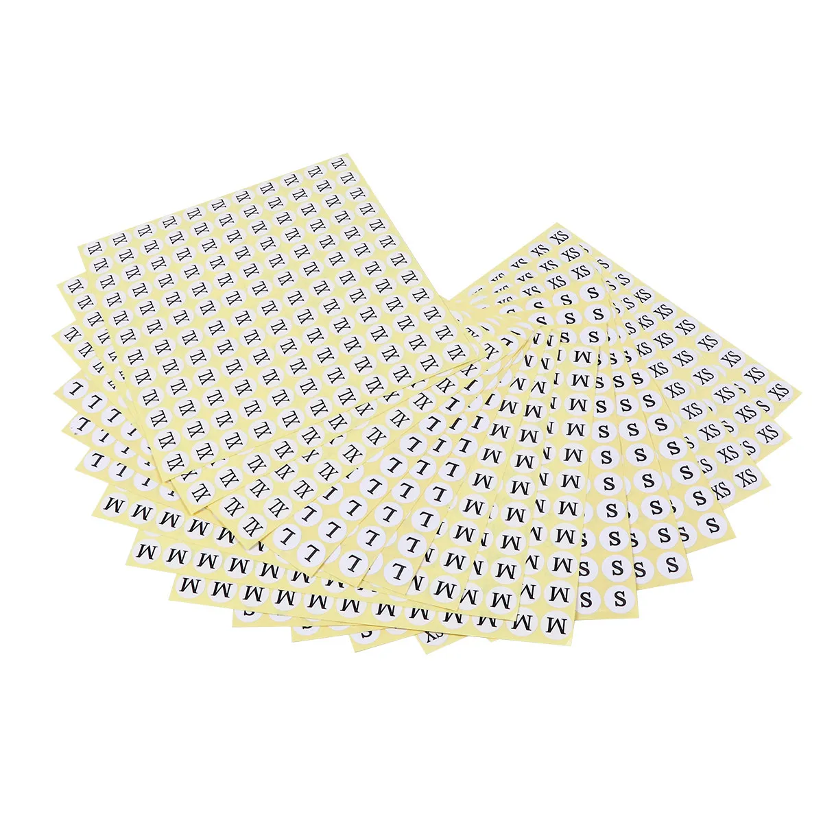 5Packs Round Size Stickers Xs S M L Xl Lightweight Portable Peel-and-Stick Labels for Tshirt Coat Dress Hat Size Classification