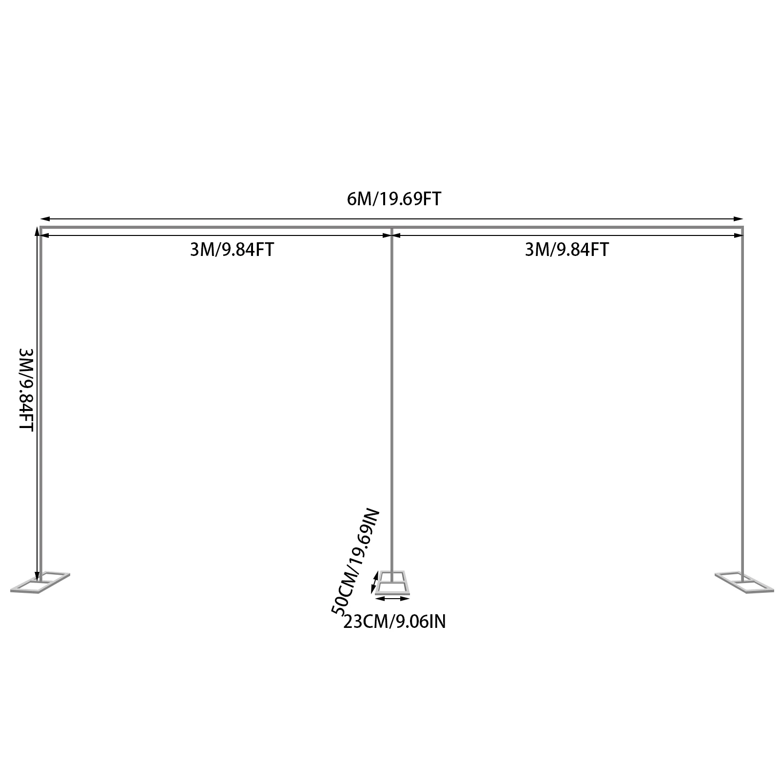 10x20Ft Hochzeit Party Hintergrund Stand Rohr Kit Heavy Duty Fotografie Hintergrund Unterstützung System Vorhang Rahmen Hochzeit Bogen Silber