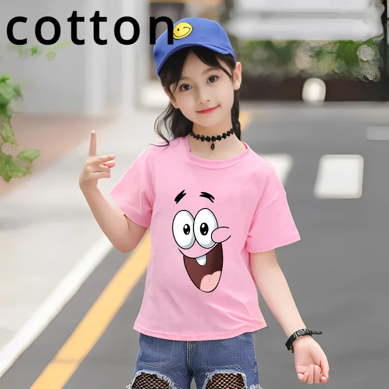 Cartoon Children Clothing Anime Summer Short Sleeve Cute Patrick Star Clothes Cotton T-shirt Cartoon Kids Tops