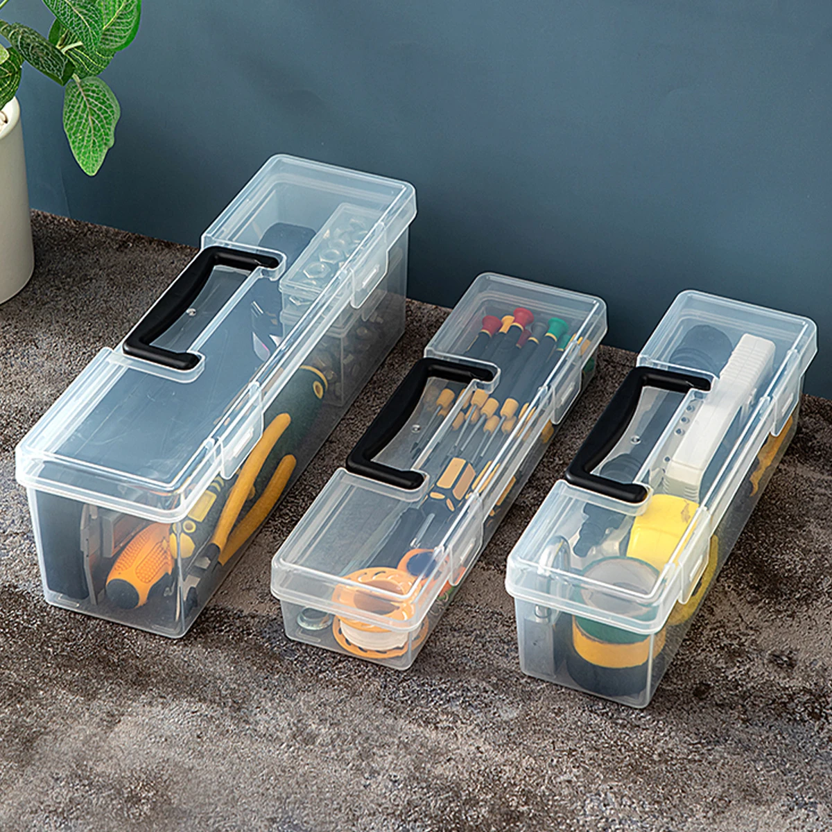 WORTHBUY Multifunctional Tool Organizer Transparent Tool Storage Case With Handle Tools Dustproof Storage Box Large Capacity