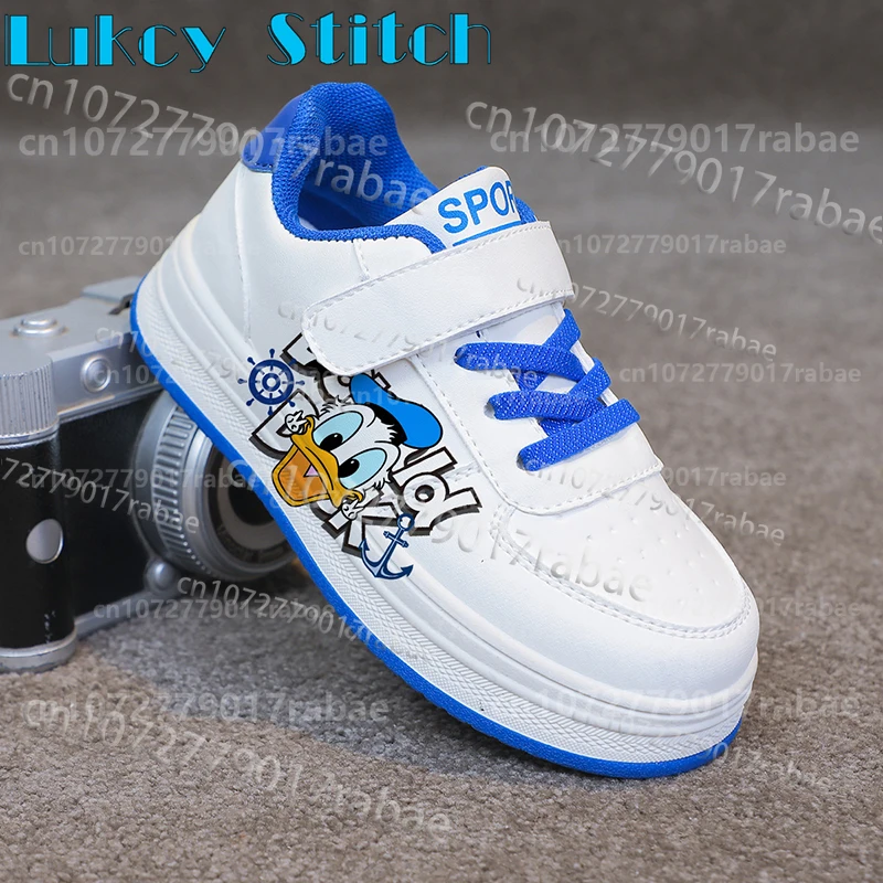 

Детская прогулочная обувь Donald Duck для мальчиков и девочек, сине-белая расцветка, нескользящая, удобная детская обувь, размеры 26-37