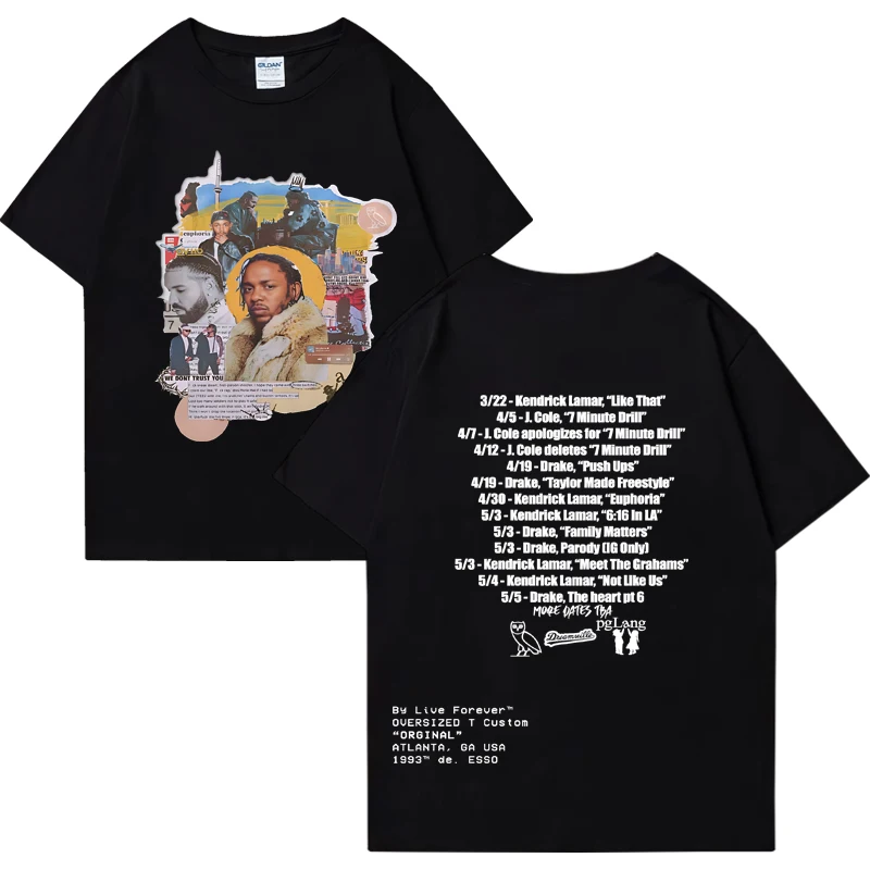 

Hot sale Drake Vs Kendrick Lamar print T shirt 2024 Men Women Hip Hop oversized streetwear Unisex Cotton short sleeve T-shirts