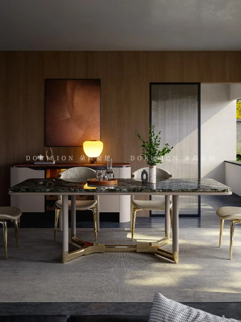 Natural luxury stone Italian light luxury solid wood rectangular modern simple dining table