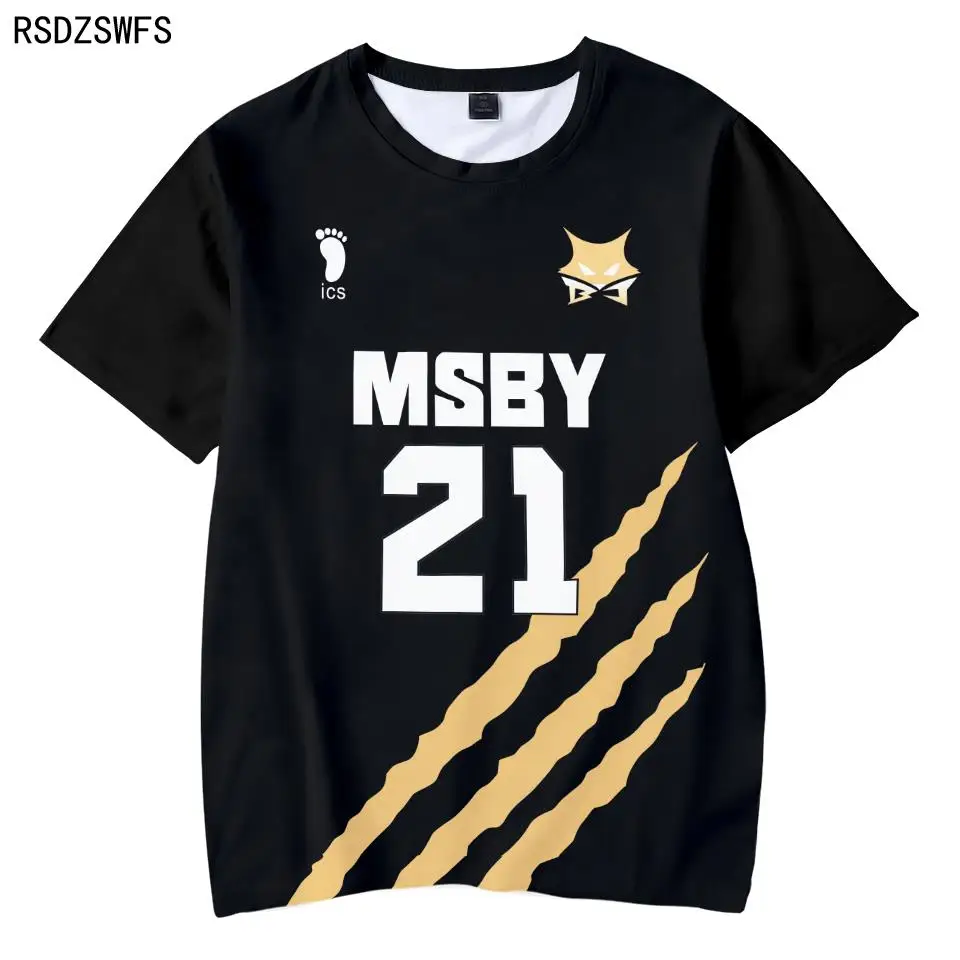 

Haikyuu MSBY Black Jackal 3D Summer T-shirt Cartoon Tees O-neck Fashion Short Sleeve Piece Cartoon Casual Anime Women/men/kids
