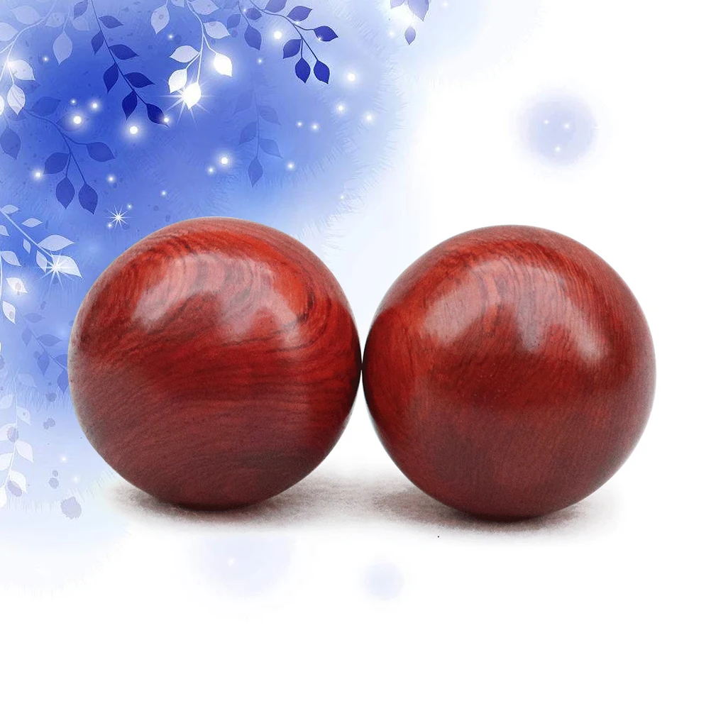 

2pcs Hand Balls Red Wooden Baoding Massage Roller Blood Circulation Stress Relief Portable Fitness Therapy Exercise