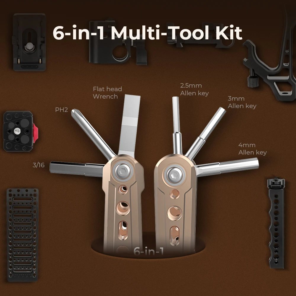Kimrig 6-em-1 detent dobrável multi-ferramentas kit universal dslr câmera rig conjunto de ferramentas dobráveis com chaves de fenda & chaves ferramenta funcional