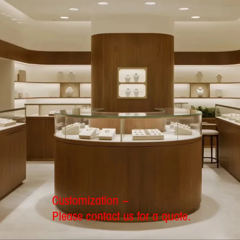 

custom.Commercial Luxury Jewelry Display Stand LED Lighting Heavy Duty Ladder Shelf Customizable Size Varnished Shopp