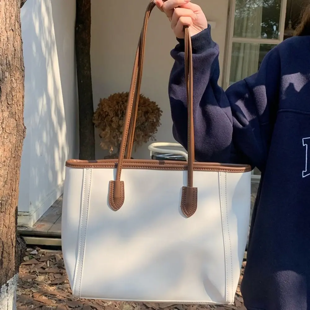 

2025 Retro Tote Bag Womens Large Capacity Korean Fashion Versatile Commuter Shoulder Bag Trendy Casual Work Travel Bag