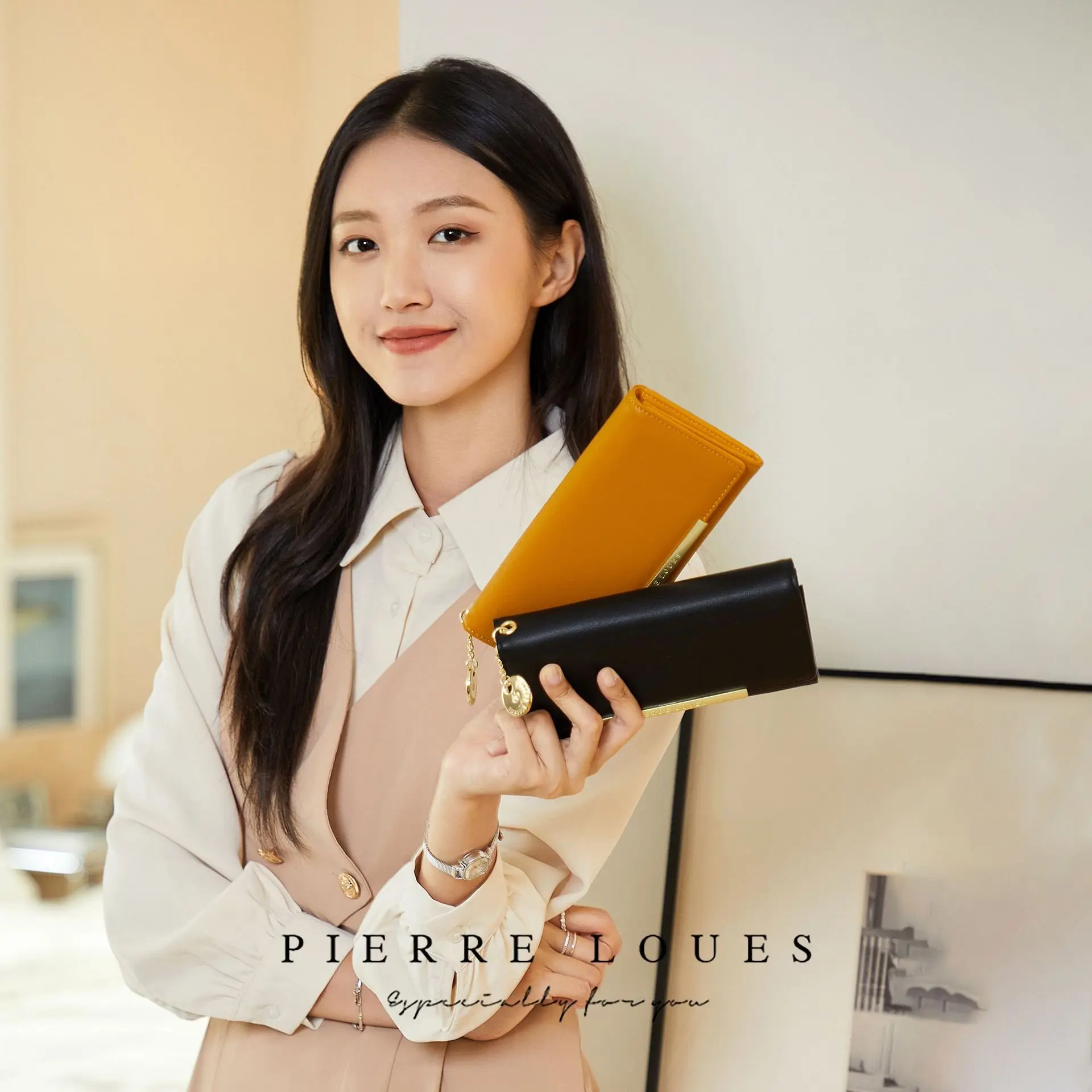 

Женский длинный кошелек, чистый цвет, простой, большой емкости для хранения мобильного телефона, многофункциональный женский кошелек