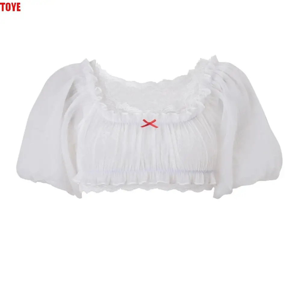 

Casual Ruffle Lace T-shirt Pullover Slim Fit Short Sleeve T-shirt Streetwear Chic Bowk Y2K Crop Top Women