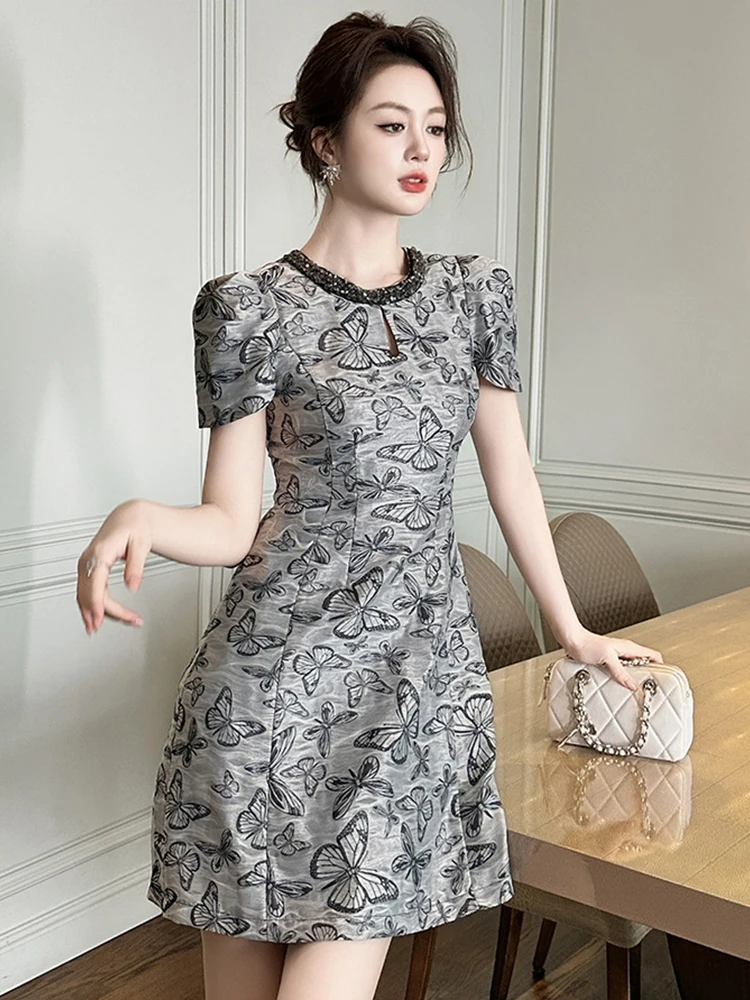 Abito da ballo elegante francese nobile da donna per signora Retro Celebrity Diamond scava fuori abito corto Femme Party Banquet Date Vestidos