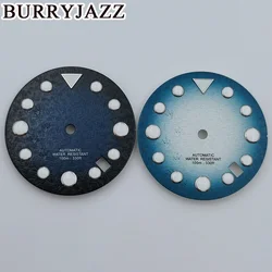 BURRYJAZZ 29mm No Logo NH35 Watch Dials Black Blue/Light Blue White Dial Green Luminous Fit 3 O'clock 3.8 O'clock Case Crown