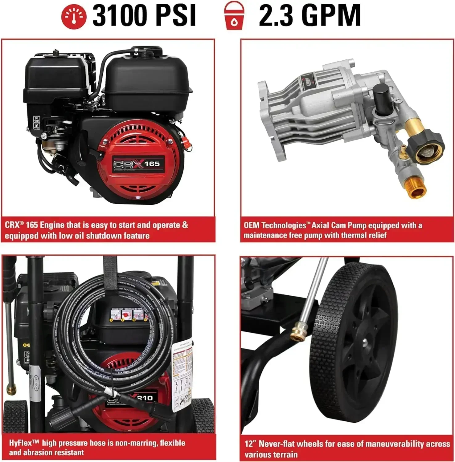 Cleaning MS61222-S MegaShot 3100 PSI Gas Pressure Washer, 2.3 GPM, CRX165 Engine, Includes Spray Gun