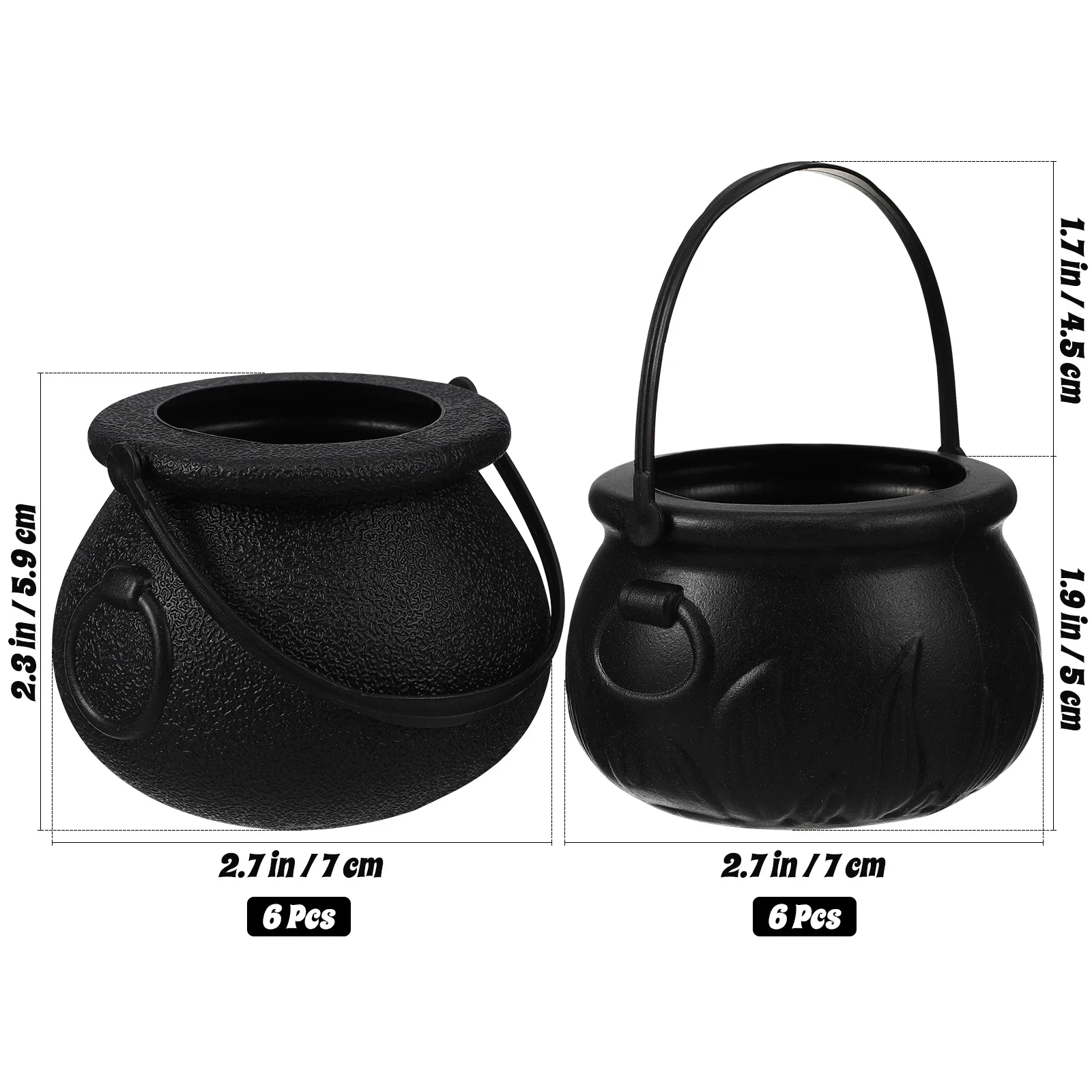 Plastikowe wiaderka na słodycze na Halloween dla dzieci 10-12 szt. Czarownica Czarny Garnek Ręczny pojemnik na upominki Dynia Kociołek Wiadro Ogniste