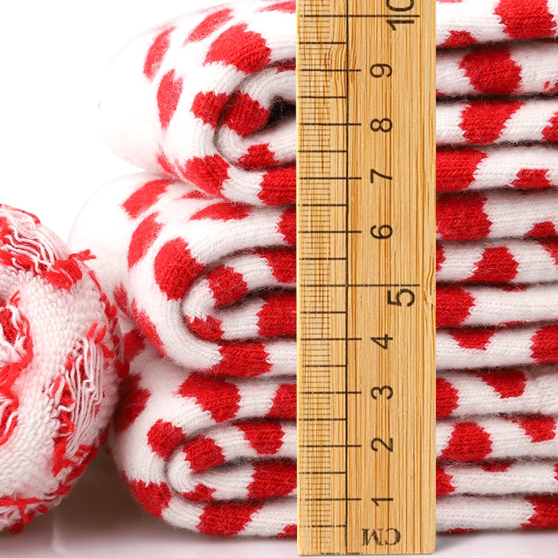 4 Pary Damskich Skarpetek Załogowych z Nadrukiem Serca, Zimowe Pluszowe Skarpety Frotte do Połowy Łydki, Grube Dzianinowe Termiczne Skarpety Śnieżne/Outdoorowe Codzienne Skarpety Podłogowe