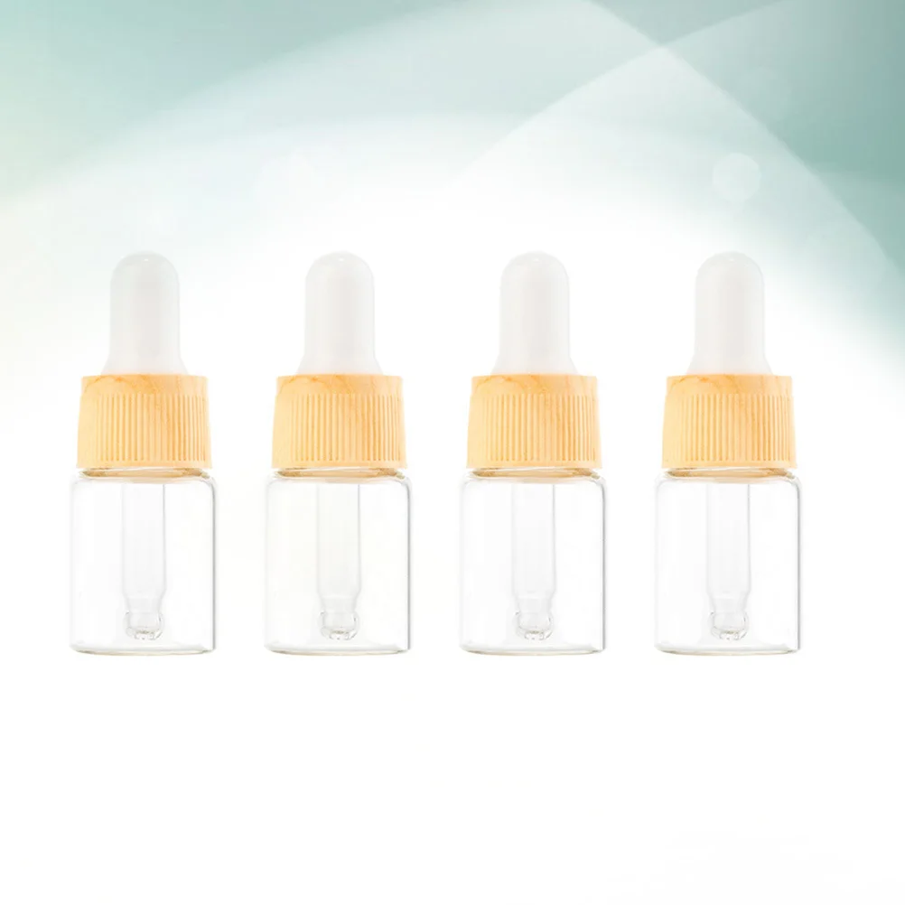 4Pcs Wooden Pattern Glass Dropper Bottle 5Ml Empty Essential Oil Dispenser Bottles for Aromatherapy Skincare Liquid Storage