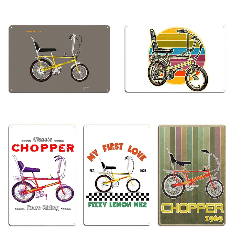 Retro Bicycle Vintage 70s Banana Seat Bike Raleigh Chopper Mk 1 Golden Yellow Metal Mural Iron Create Classic Tin Sign Poster