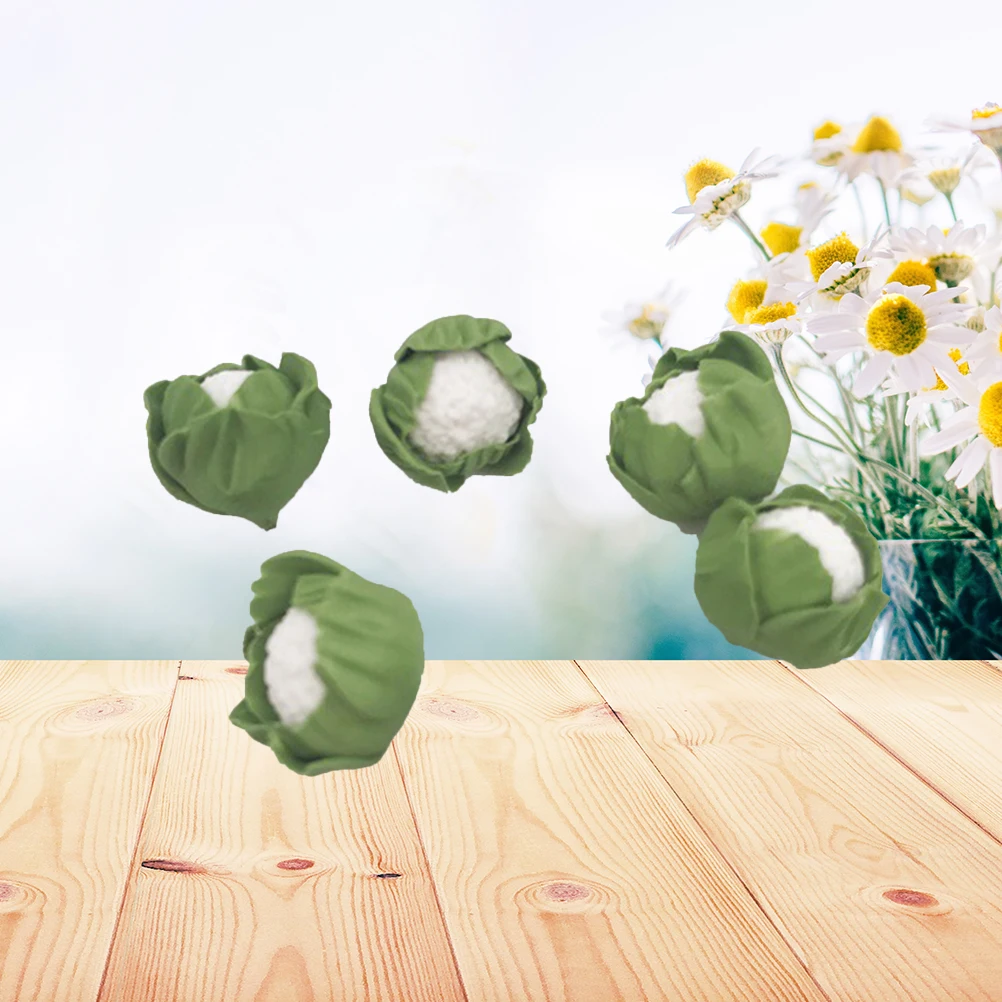 

5 Pcs Clay Simulated Green Cabbage Simulation Cauliflower Miniatures Crafts Fake Vegetables