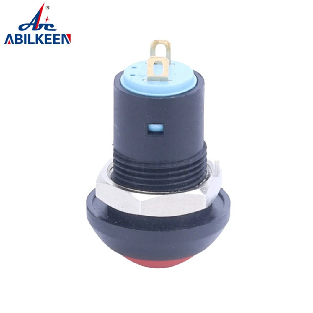 ABILKEEN Special Offer 12MM Red Domed Round Head Self-Return Type Plastic Push Button 1NO with 2 Pin Solder Terminal image 6