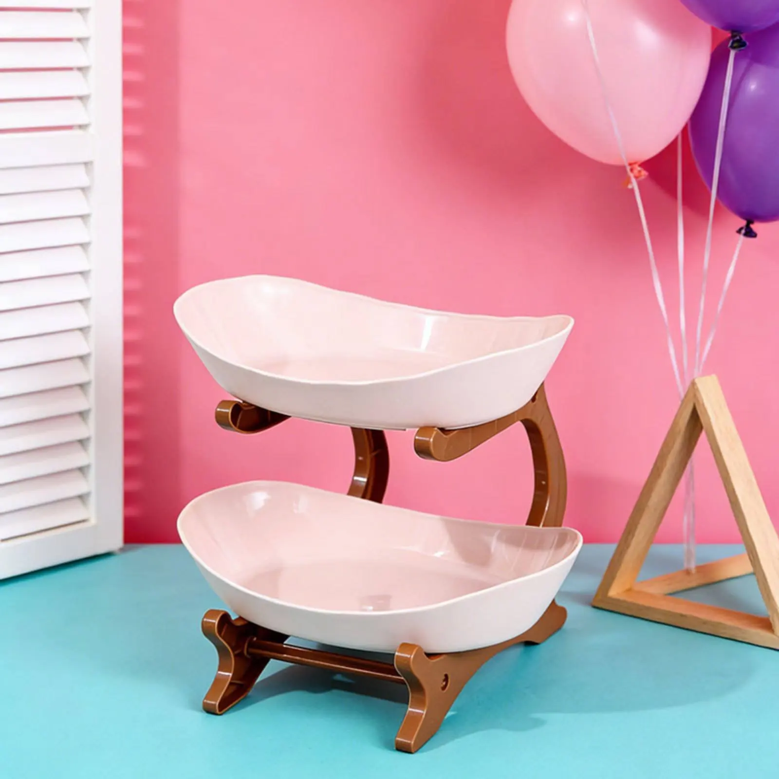 Double Layer Cake Stand Multipurpose 2 Tier Serving Stand Double Layer Dessert Platter Decorative Two-Tier Snack Tray