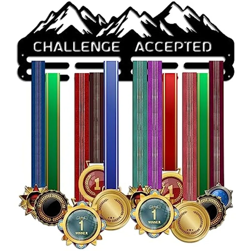 

Medal Hangers Wall Mounted Challenge Accepted Medal Rack Display Iron Triathlon Running Sport Challenge Awards Hanging Holder