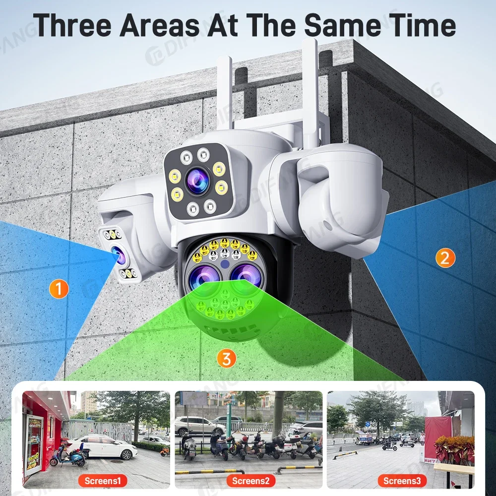 Yoosee WiFi Camera Outdoor 8K 16MP Four Lens Three Screen CCTV Ai Track Video PTZ 360° Surveillance WiFi Security Camera Outdoor