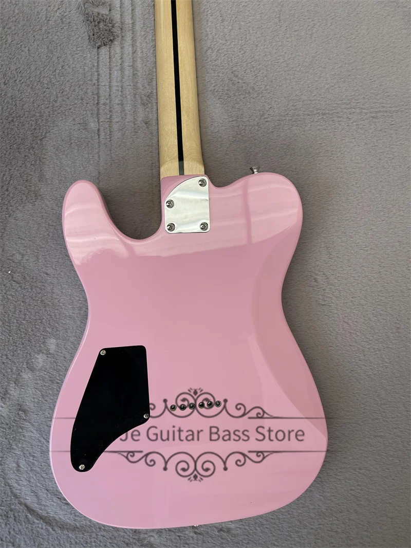 Pink Guitar Tel Electric Guitar Cat Pickguard Maple Fingerboard Red Inlay Fixed Bridge