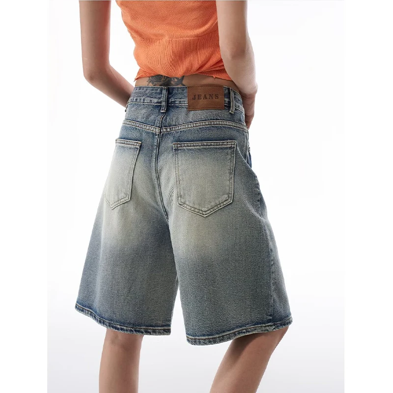 2026 Korean Street Casual Y2K Loose Wide-leg Denim Shorts Five-point Baggy Jeans Women's All-match Straight Summer Hot Shorts