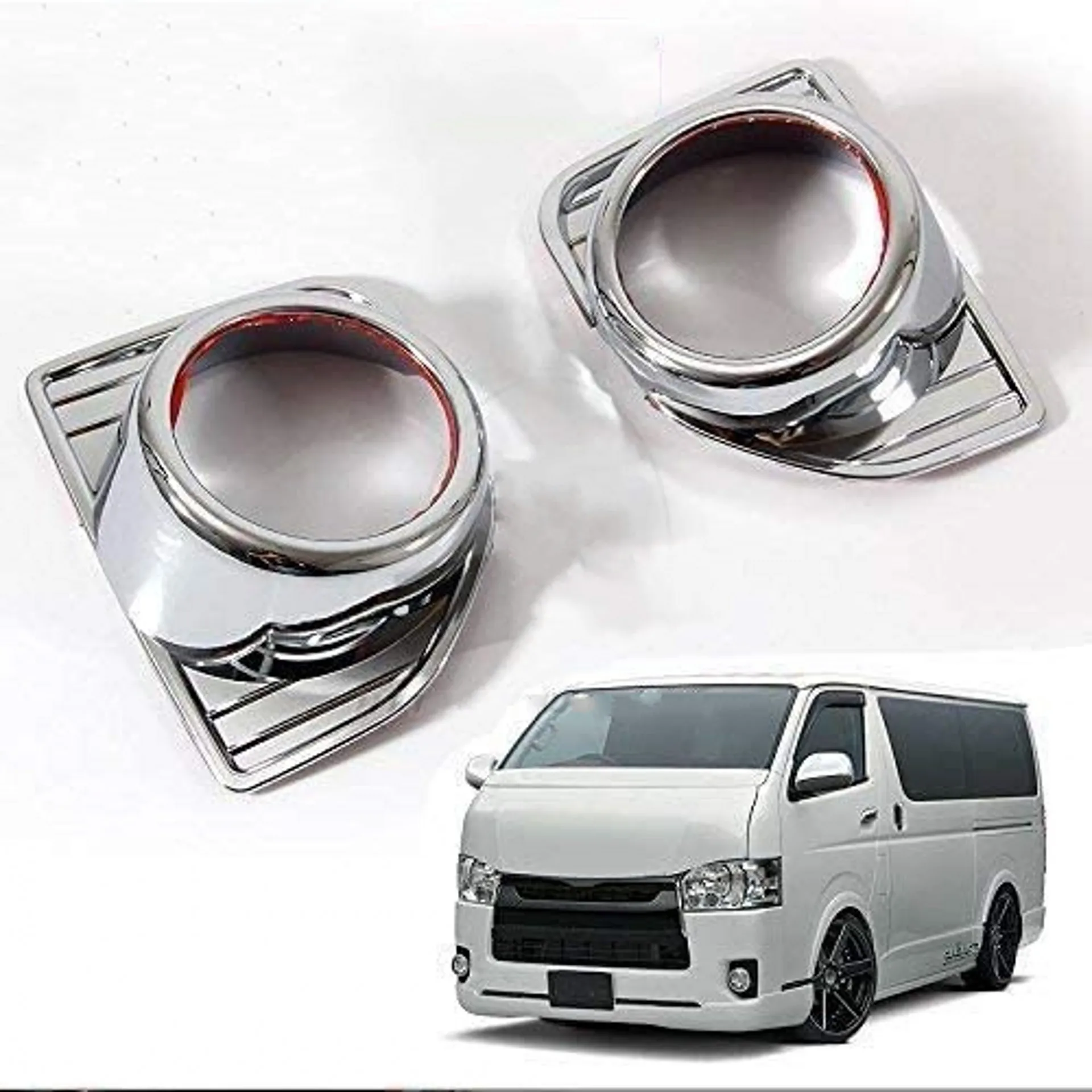 2pcs ABS Chrome Front Light Fog Lamp Frame Cover Trim decorative Replacement For TOYOTA Hiace 2014-2018