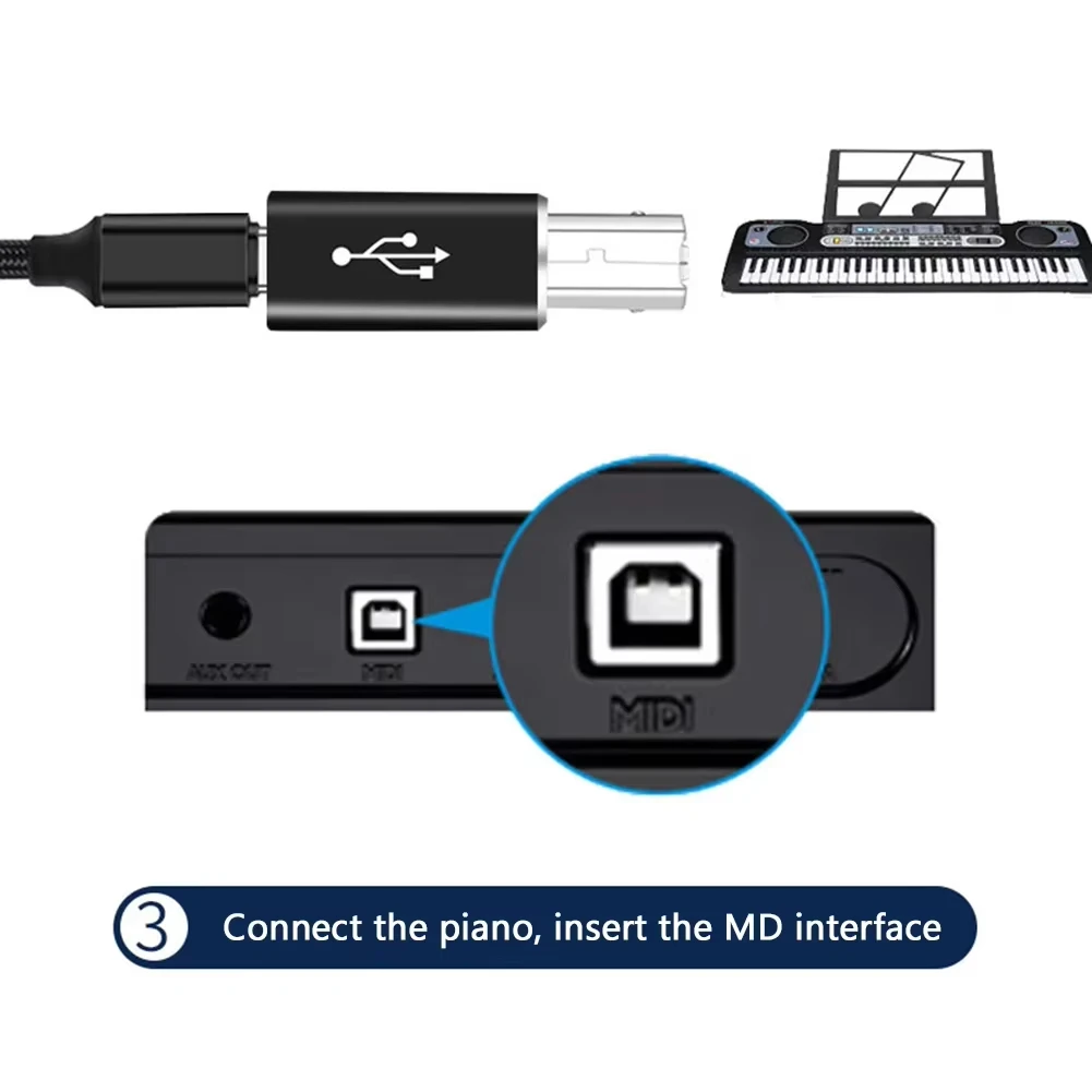 NNBILI USB B Male to Type C Female Adapter for Scanner Printer Converter Type C Transfer for Printer MIDI Controller Keyboard