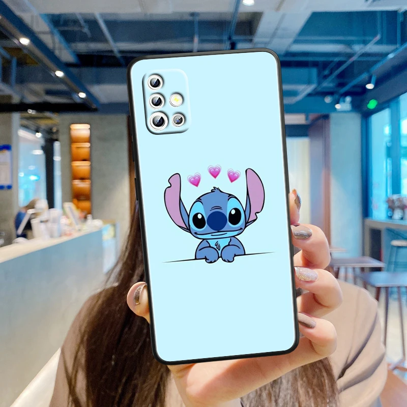 Stitch Disney Little Monster Phone Case For Samsung A73 A72 A71 A53 A52 A51 A42 A34 A33 A32 A23 A22 A21 A14 A13 A04 A03 5G Black