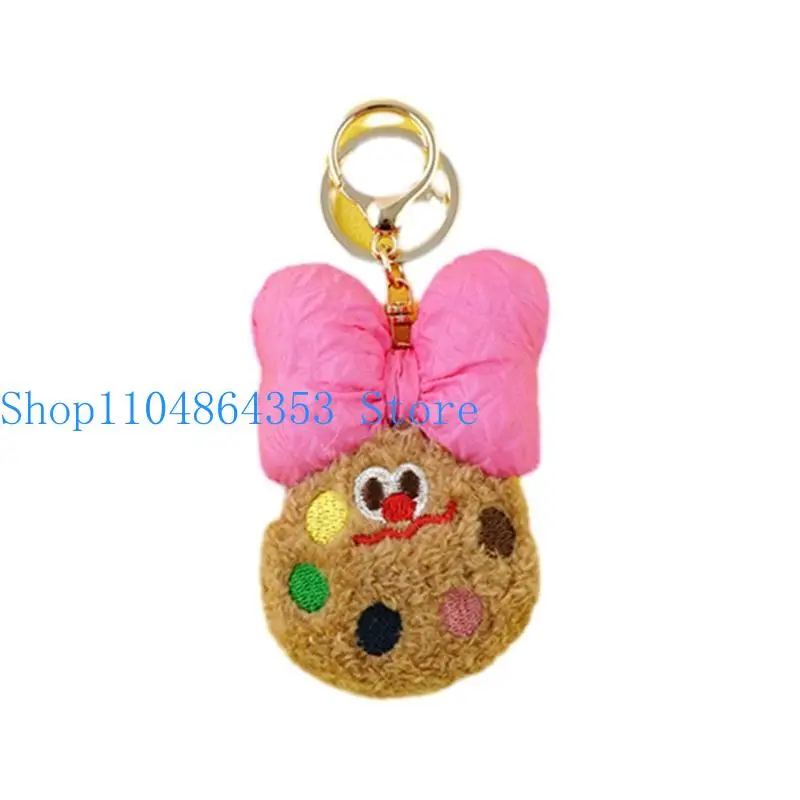 652F Bowknot Keychain Charm Soft Cookie Pendant Rings Hangings Ornament for Gifts