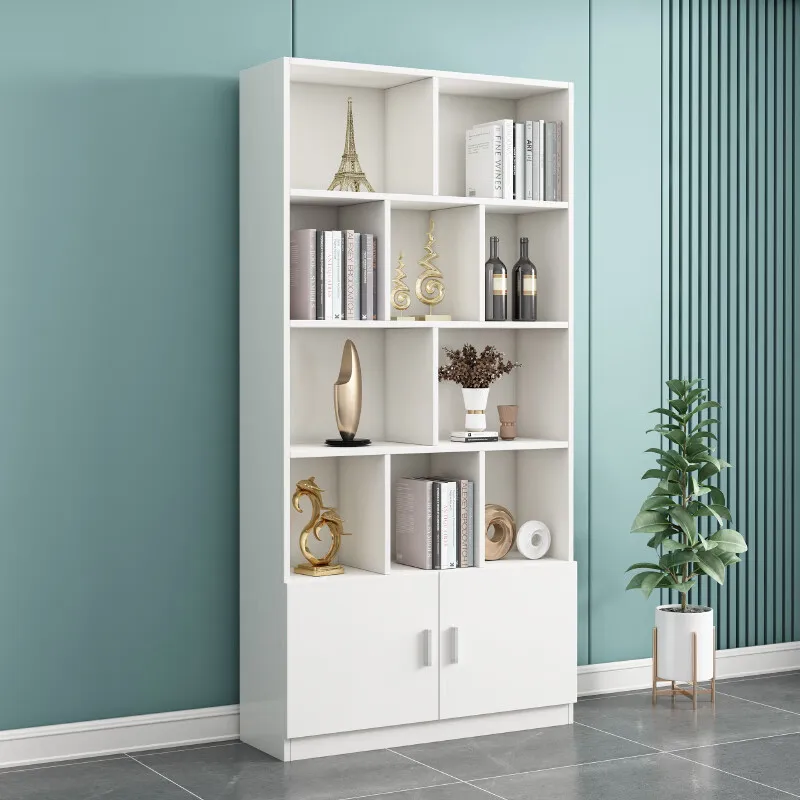 Solid wood bookcase Solid wood bookshelf Floor to ceiling Living room Whole wall Combination lattice Showcase Storage Storage