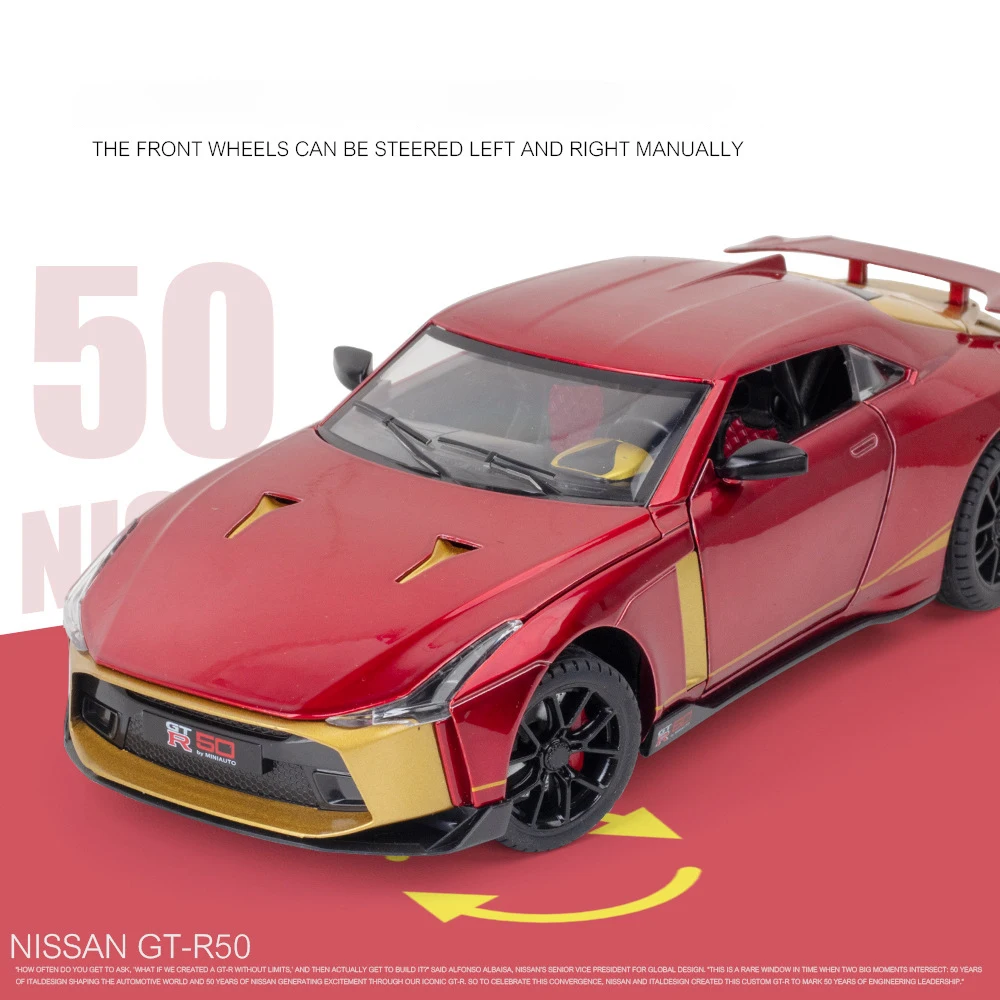 1:24 Nissan Skyline Ares GTR50 GT-R50 modello di auto in lega giocattolo pressofusione di metallo suono e giocattoli per auto leggeri per veicoli