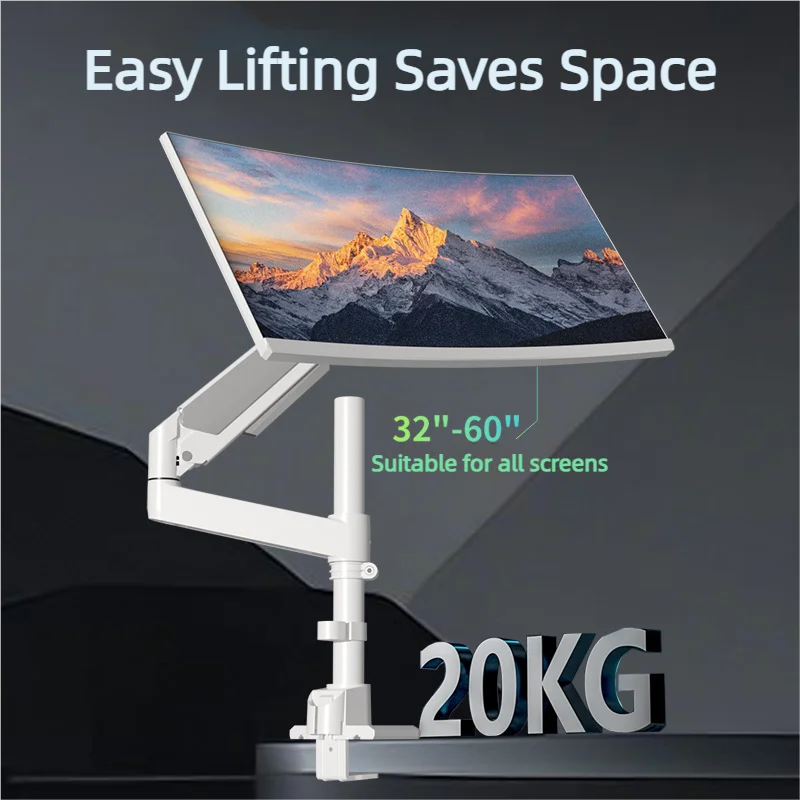 

Кронштейн офисного монитора 32–60 дюймов. Поворотная подставка для экрана. Алюминиевый зажим. Втулка. Может быть расширена в подставку для телевизора. Поддержка монитора «H9».