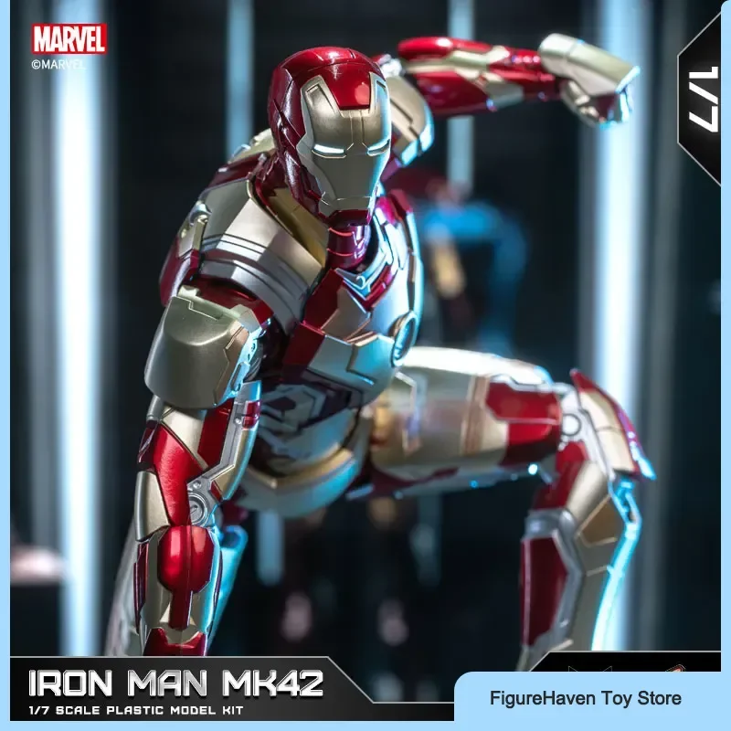 

1/7 Iron Man Mk42 Series Action Figures Plastic Model Kit 26cm Big Size Garage Kit Desktop Decoar Trendy Toy Fans surprise Gift