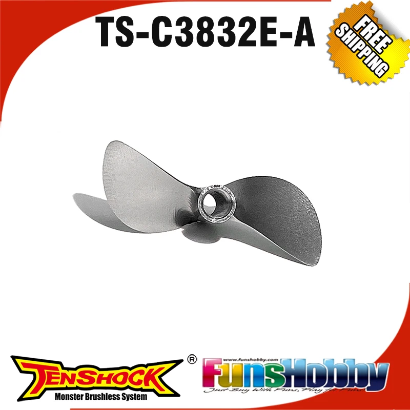 Tenshock CNC 7075-T6 2 blade Aluminium Propeller M4 for Eco Rc boat