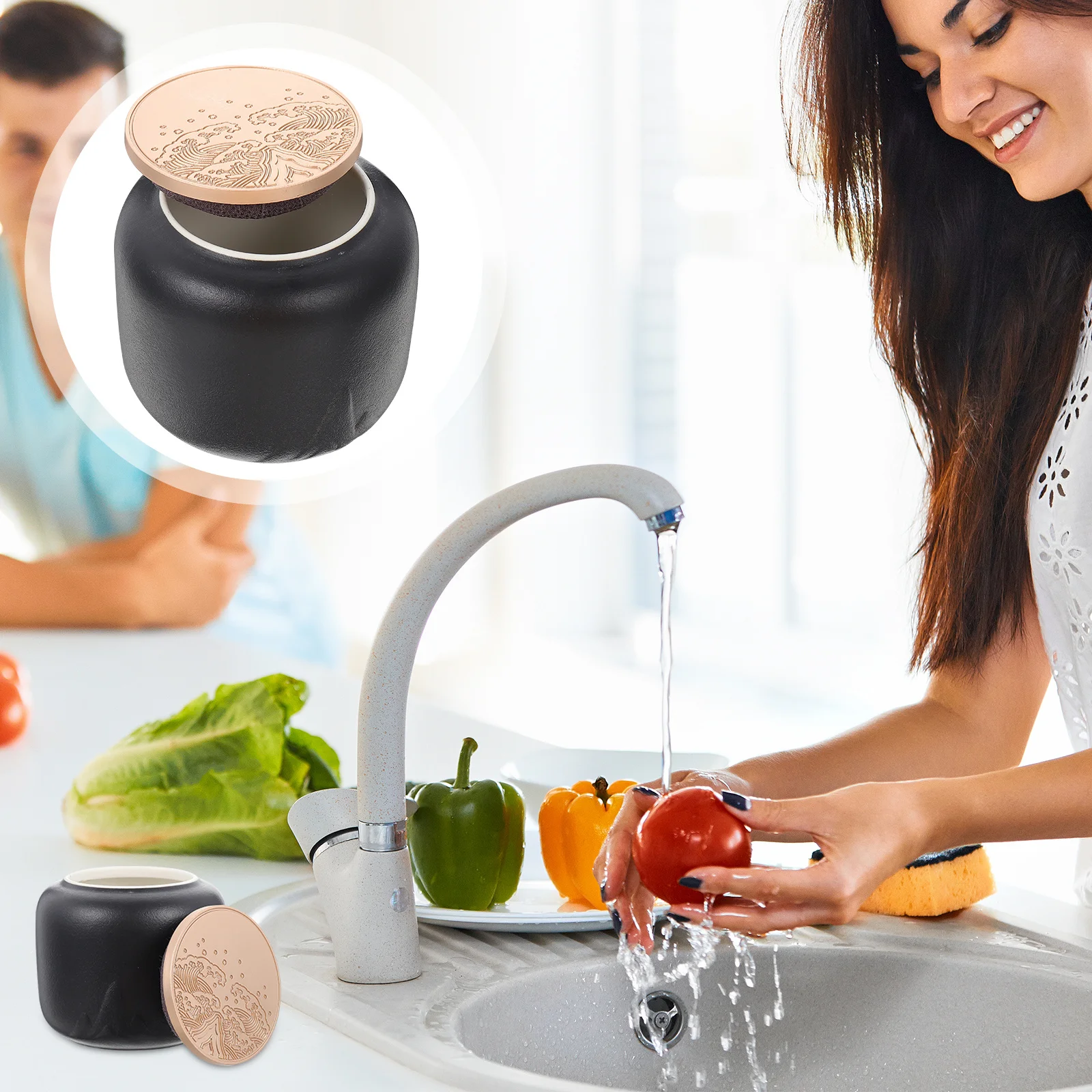 

Moisture Proof Tea Storage Can Black Pottery Airtight Sealing Lid Portable Tea Canister Fresh Keeper Mini Storage Jar