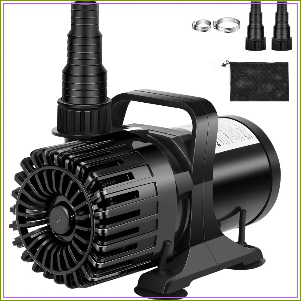 

1800 GPH Submersible Pond Pump, 100W Ultra-Quiet, 14ft Lift, 180° Adjustable Outlet, 20FT Cord, UL Listed