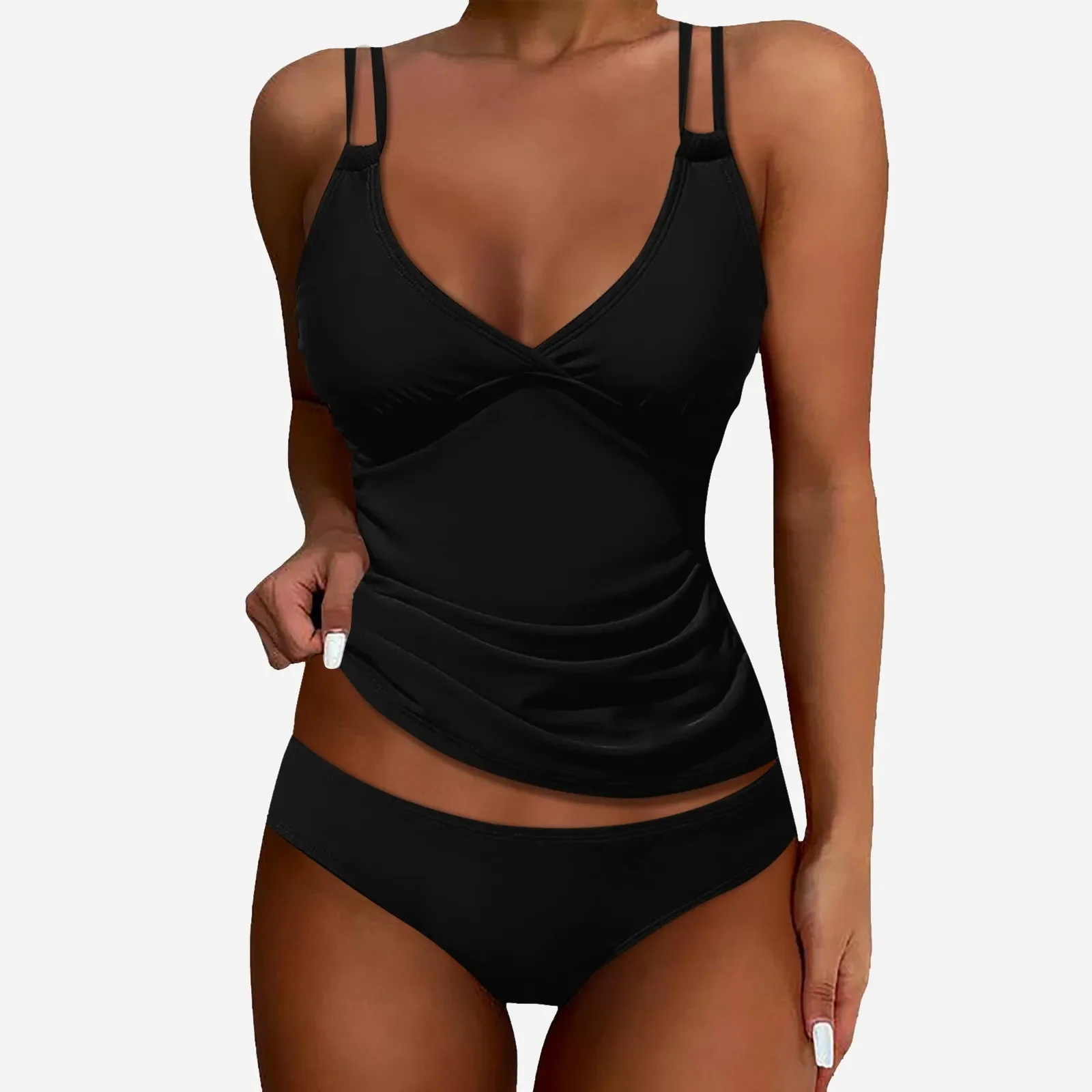 

Bathing Suits For Girls Women'S Solid Color Split Swimsuit Deep V Sexy With Chest Pad European And Backless Ropa De Mujer