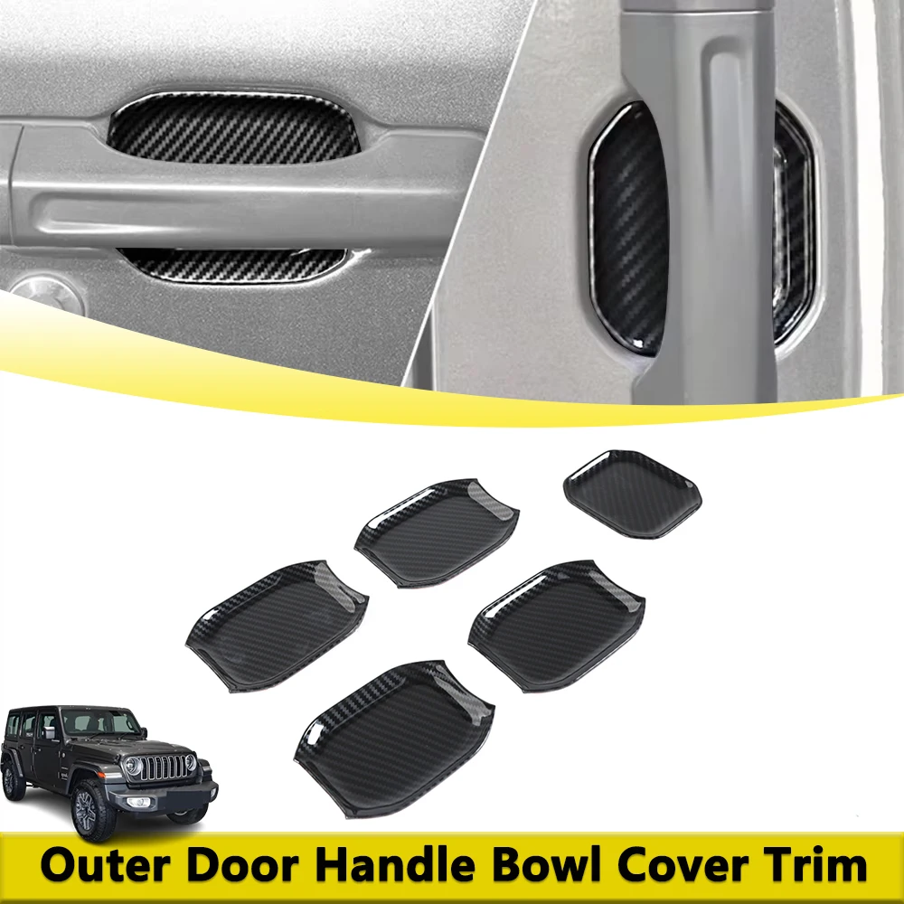 

Carbon Fiber Look Outer Door Handle Bowl Cover Trim For Jeep Wrangler JL 4XE Gladiator JT 2018-2023 2/4Door Exterior Accessories