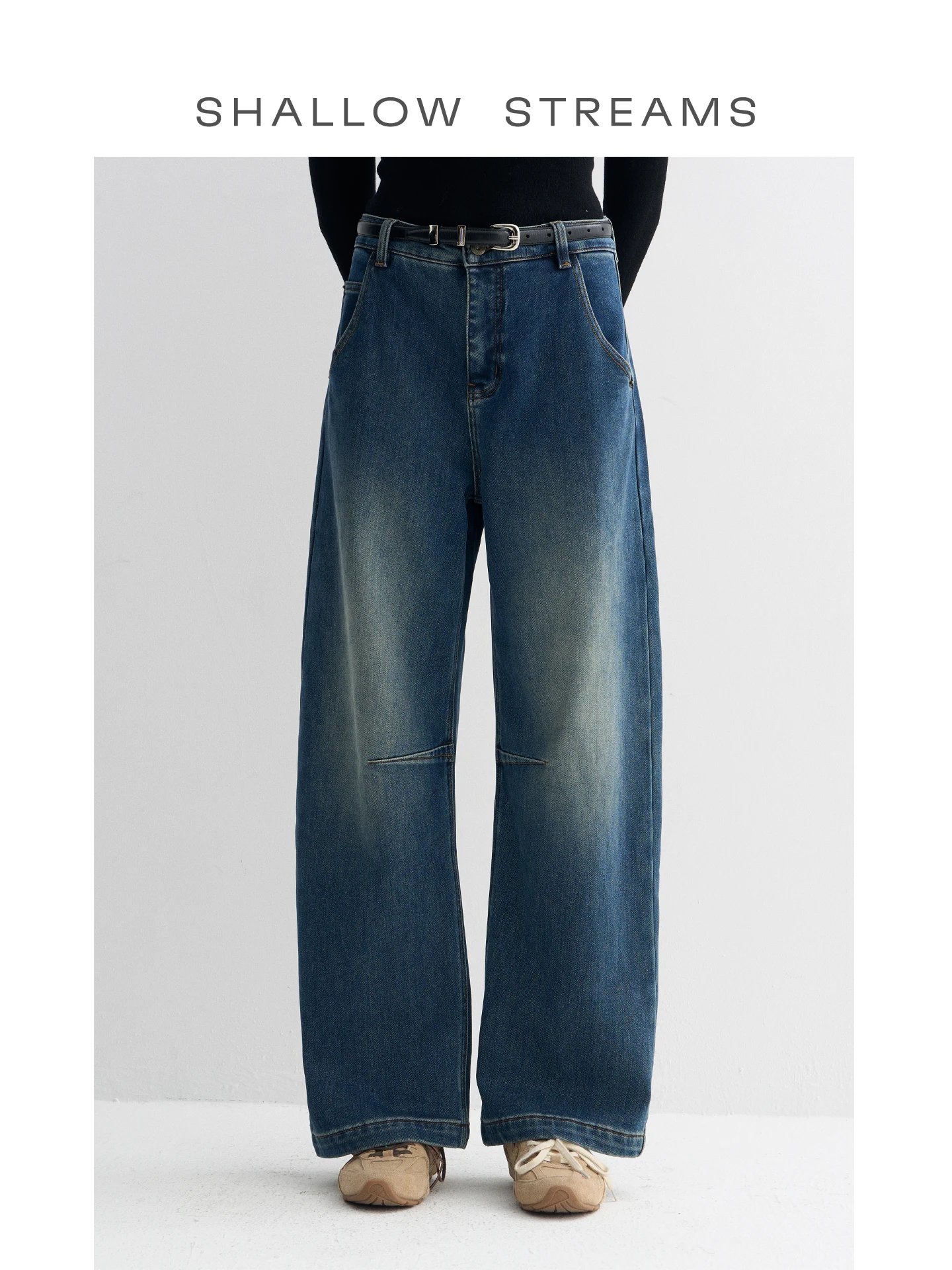 

Женские джинсы из денима с флисовой подкладкой, деконструированные, с высокой талией, свободного кроя, осенне-зимние, модные, винтажные, с эффектом потертости, модель «Knife Pants»