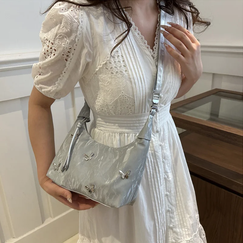 Damen-Umhängetasche mit Schmetterlings-Dekor, verstellbarer Riemen, leicht, für den täglichen Gebrauch, Hobo-Umhängetasche, vielseitige Tasche für Arbeit, Reisen, Einkaufen – Detail 15