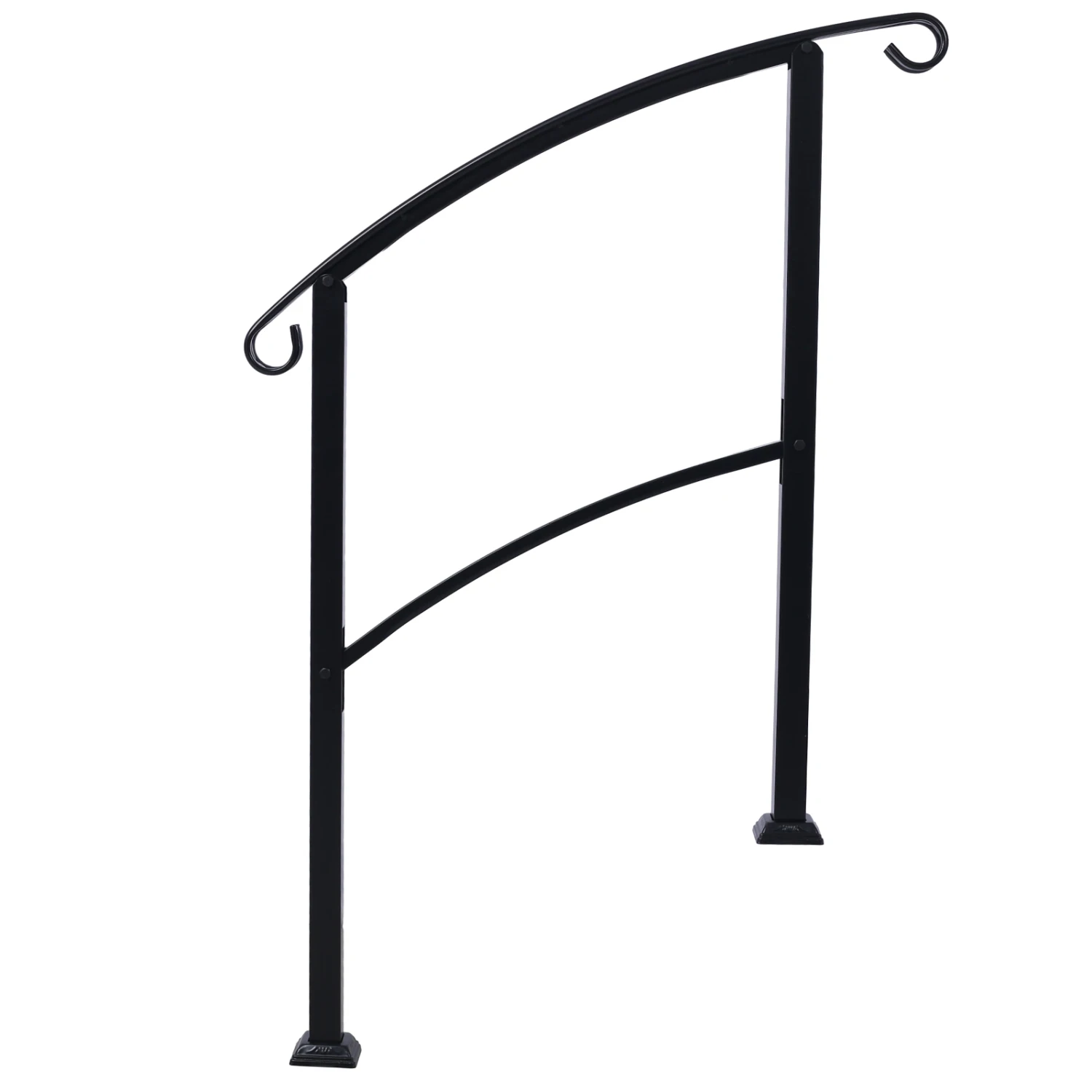 Outdoor Steps Handrails, White Wrought Iron Railing for 1-3 Steps, Flexible Front Porch Rail