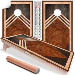 Fasce e decalcomanie per pannelli Cornhole Set di 2 pelli adesivi professionali in vinile adesivo tavola di legno geometrica Cornhole Wrap