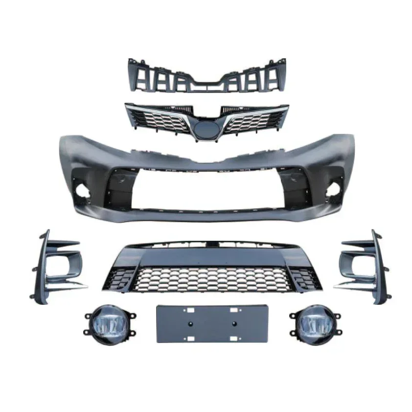 

Body Kit Bumper Grille Fog Lamp Frame Front License Plate for SIENNA Upgrade 2018 SIENNA SE BODY KITS