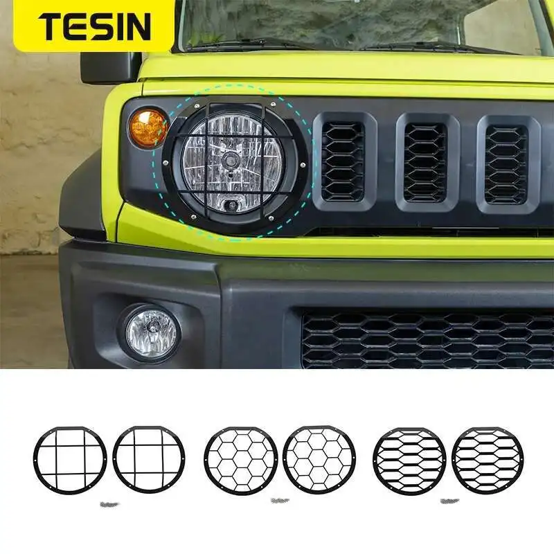 TESIN Lamp Hoods for Suzuki Jimny JB74 Iron Car Front Headlight Light Lamp Cover for Suzuki Jimny 2019-2021 Exterior Accessories
