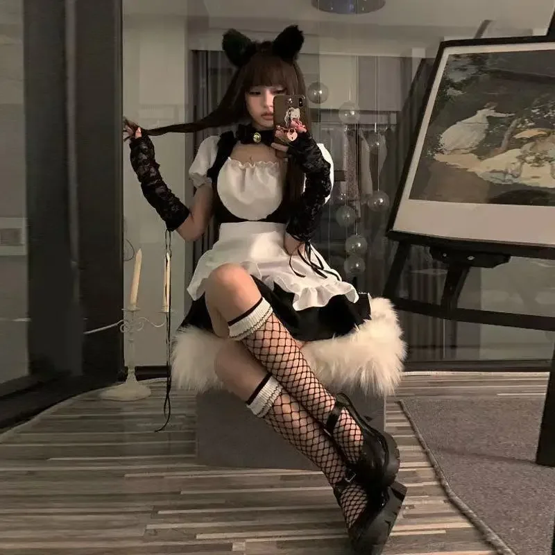 Japanse meid kostuum cosplay meid sexy schattige korte rok lolita uniform 2024 kerst nieuwe jurk gothic vrouwen jurk