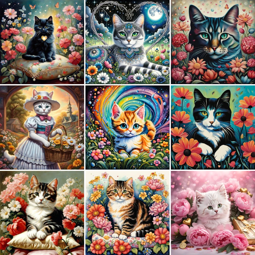 Animal Pet Cat Printed Canvas 11CT Cross Stitch Full Kit Embroidery Hobby Needlework Painting Handiwork Design Needle Promotions